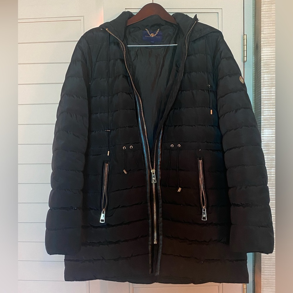 Womens Adrienne Vittadini Black Winter Coat, Sz XL